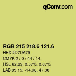 カラーコード: RGB 215 218.6 121.6 | qconv.com