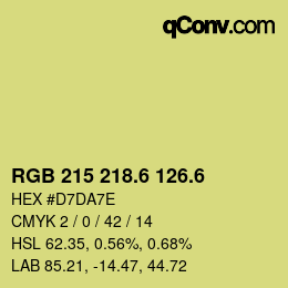 カラーコード: RGB 215 218.6 126.6 | qconv.com