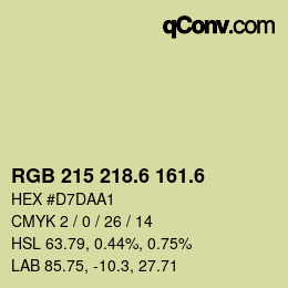 カラーコード: RGB 215 218.6 161.6 | qconv.com