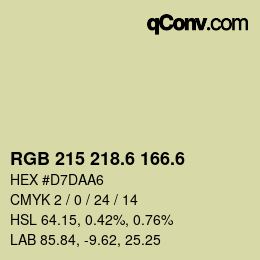 カラーコード: RGB 215 218.6 166.6 | qconv.com