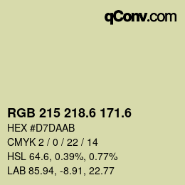 カラーコード: RGB 215 218.6 171.6 | qconv.com