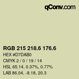 カラーコード: RGB 215 218.6 176.6 | qconv.com