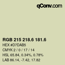 カラーコード: RGB 215 218.6 181.6 | qconv.com
