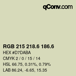 カラーコード: RGB 215 218.6 186.6 | qconv.com