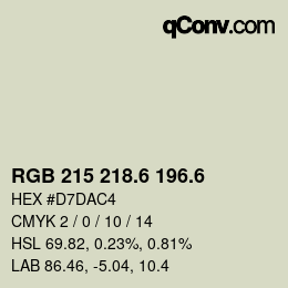 カラーコード: RGB 215 218.6 196.6 | qconv.com