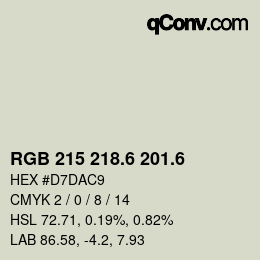 カラーコード: RGB 215 218.6 201.6 | qconv.com