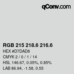 カラーコード: RGB 215 218.6 216.6 | qconv.com
