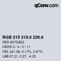 カラーコード: RGB 215 218.6 226.6 | qconv.com