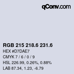 カラーコード: RGB 215 218.6 231.6 | qconv.com