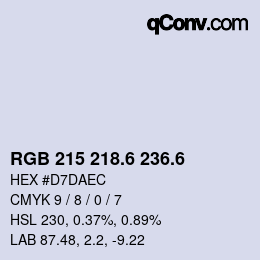 カラーコード: RGB 215 218.6 236.6 | qconv.com