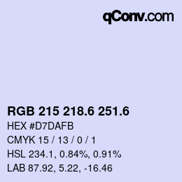 カラーコード: RGB 215 218.6 251.6 | qconv.com