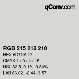 Color code: RGB 215 218 210 | qconv.com