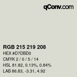 カラーコード: RGB 215 219 208 | qconv.com