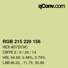 カラーコード: RGB 215 220 156 | qconv.com