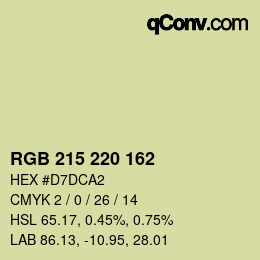 Color code: RGB 215 220 162 | qconv.com
