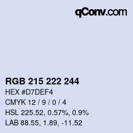Código de color: RGB 215 222 244 | qconv.com
