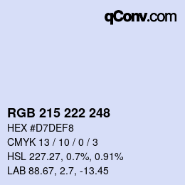 Color code: RGB 215 222 248 | qconv.com