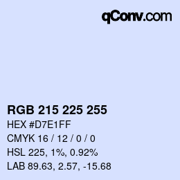 Color code: RGB 215 225 255 | qconv.com