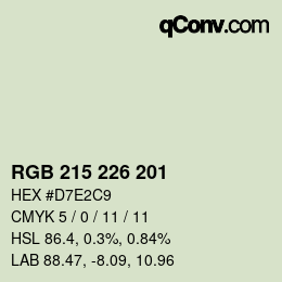 Color code: RGB 215 226 201 | qconv.com