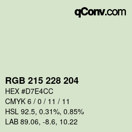 Color code: RGB 215 228 204 | qconv.com