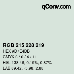 Color code: RGB 215 228 219 | qconv.com