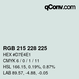 カラーコード: RGB 215 228 225 | qconv.com