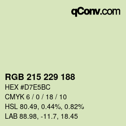 Color code: RGB 215 229 188 | qconv.com