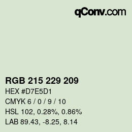 Color code: RGB 215 229 209 | qconv.com