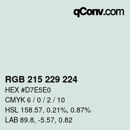 Color code: RGB 215 229 224 | qconv.com