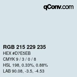 Color code: RGB 215 229 235 | qconv.com