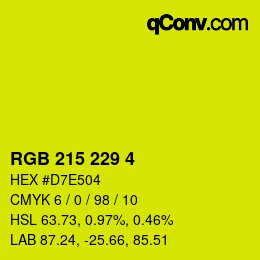 Color code: RGB 215 229 4 | qconv.com