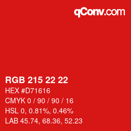 Color code: RGB 215 22 22 | qconv.com