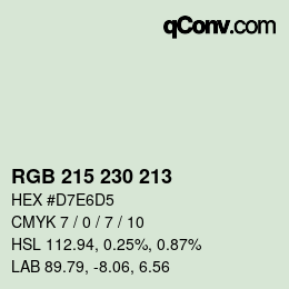 Farbcode: RGB 215 230 213 | qconv.com