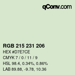 Color code: RGB 215 231 206 | qconv.com