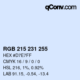 カラーコード: RGB 215 231 255 | qconv.com