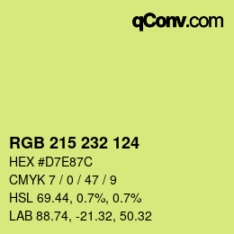 Color code: RGB 215 232 124 | qconv.com