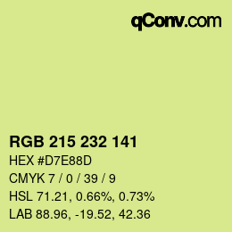 カラーコード: RGB 215 232 141 | qconv.com