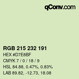 Color code: RGB 215 232 191 | qconv.com