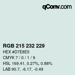 Código de color: RGB 215 232 229 | qconv.com