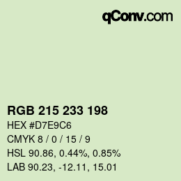 Farbcode: RGB 215 233 198 | qconv.com