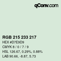 Color code: RGB 215 233 217 | qconv.com