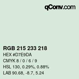 Color code: RGB 215 233 218 | qconv.com