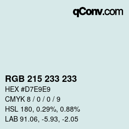Color code: RGB 215 233 233 | qconv.com