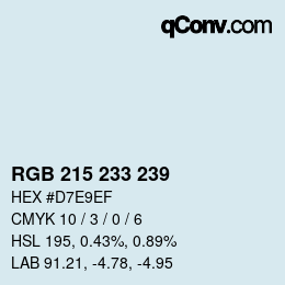 Color code: RGB 215 233 239 | qconv.com