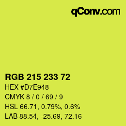 Color code: RGB 215 233 72 | qconv.com