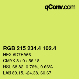 カラーコード: RGB 215 234.4 102.4 | qconv.com