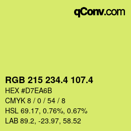 カラーコード: RGB 215 234.4 107.4 | qconv.com