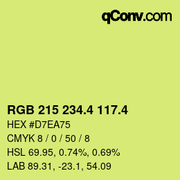 カラーコード: RGB 215 234.4 117.4 | qconv.com