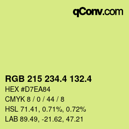 カラーコード: RGB 215 234.4 132.4 | qconv.com