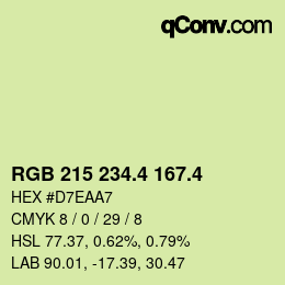 カラーコード: RGB 215 234.4 167.4 | qconv.com